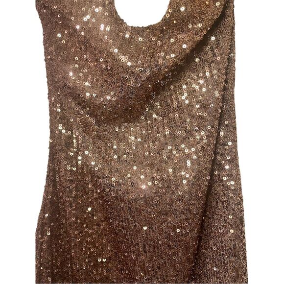 NWT Fashion Nova Out Til Dawn Sequin Mini Dress Mocha - Picture 7 of 10
